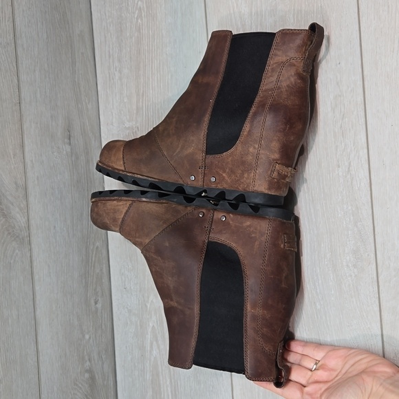 Sorel Women Leather Wedge Boots shoes sz 8 - Picture 8 of 13